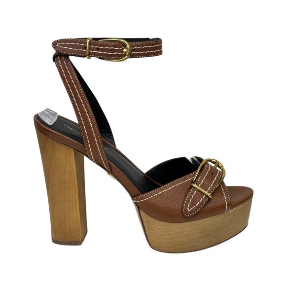 Veronica Beard Leonarda Women's 8 Leather Sandals Chunky Stacked Platform NEW - Picture 2 of 10